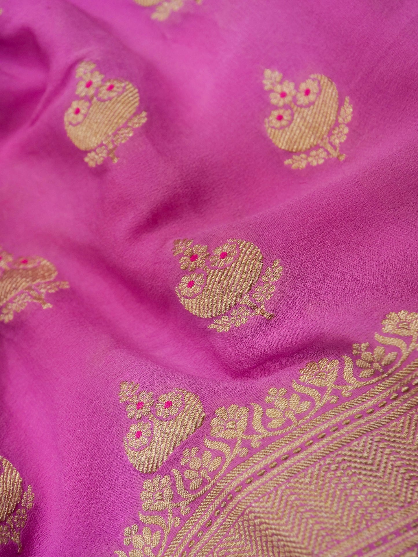 Pure Banarasi Handloom Khaddi Georgette Jamdani Boota Saree