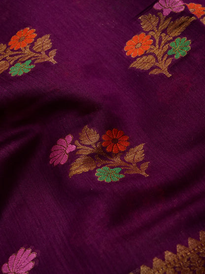 Pure Banarasi Powerloom Moonga Boota Saree