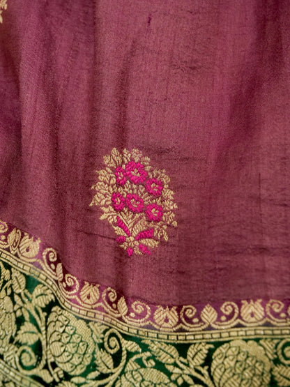 Pure Banarasi Handloom Tussar Georgette Meena Kadhwa Boota Saree
