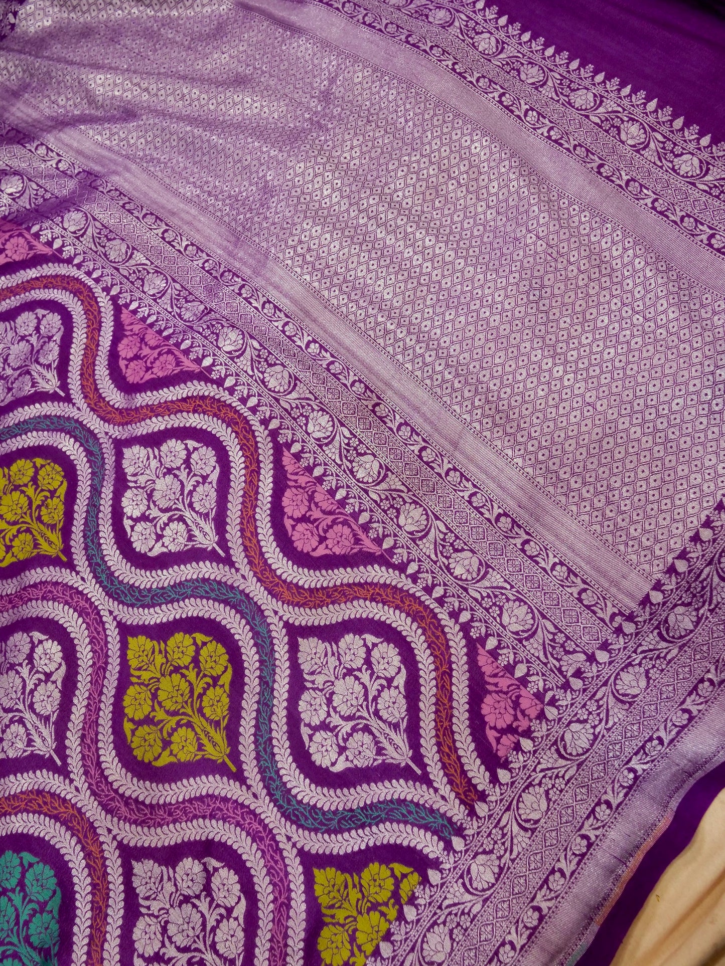 Pure Banarasi Handloom Tussar Georgette Jamdani Saree