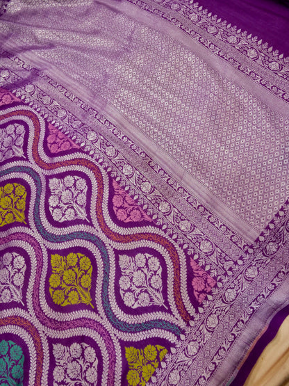 Pure Banarasi Handloom Tussar Georgette Jamdani Saree