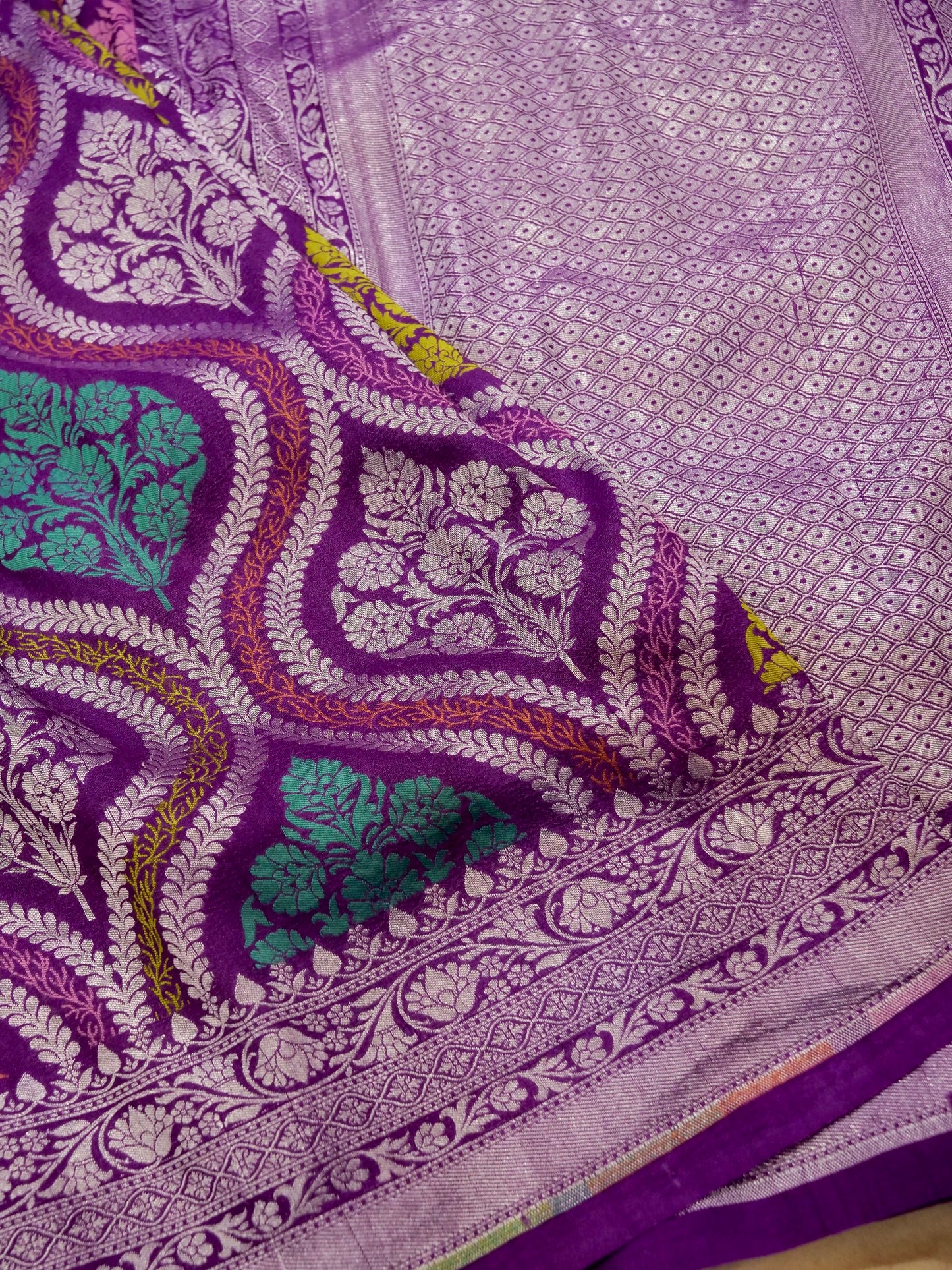 Pure Banarasi Handloom Tussar Georgette Jamdani Saree