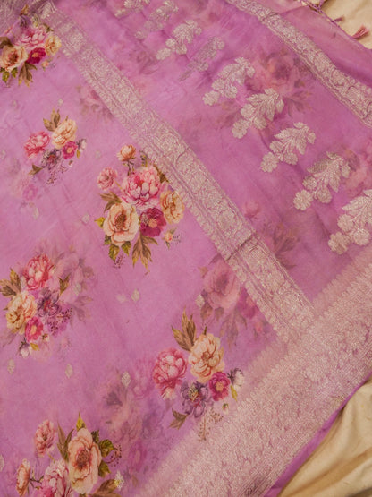 Pure Banarasi Handloom Rupa Buti Digital Print Saree