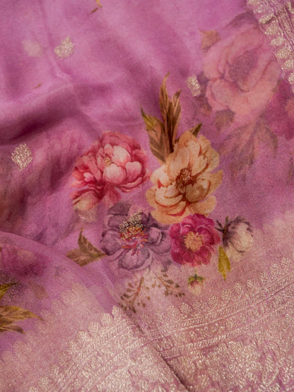 Pure Banarasi Handloom Rupa Buti Digital Print Saree