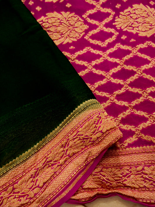 Pure Banarasi Handloom Khaddi Georgette valkalam Saree
